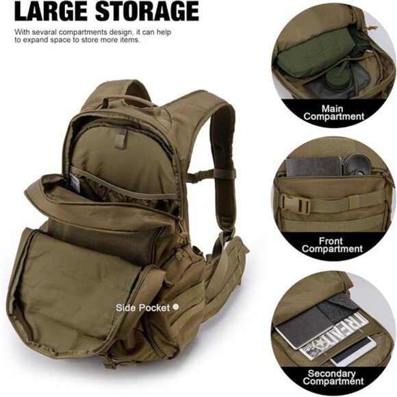 Tactical Backpack 28L Molle Hiking Motorcycle Survival Gear Bag with Straps - Picture 4 of 8